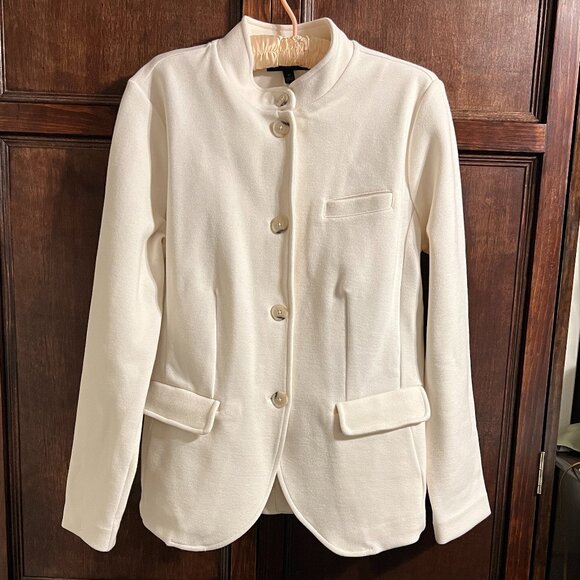 BANANA REPUBLIC WASHABLE COTTON BLEND BLAZER MEDIUM IVORY - Picture 1 of 10